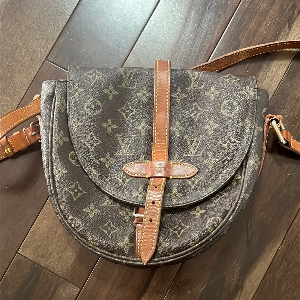 Louis Vuitton Brown Monogram Crossbody Bag with Flap Closure